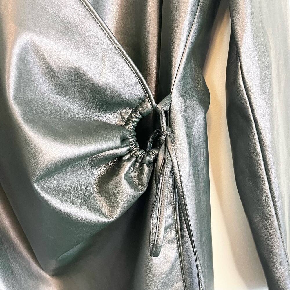 House of Harlow 1960 Wrap Dress XL Green Vegan Leather Party Club Cocktail Edgy - Picture 4 of 10